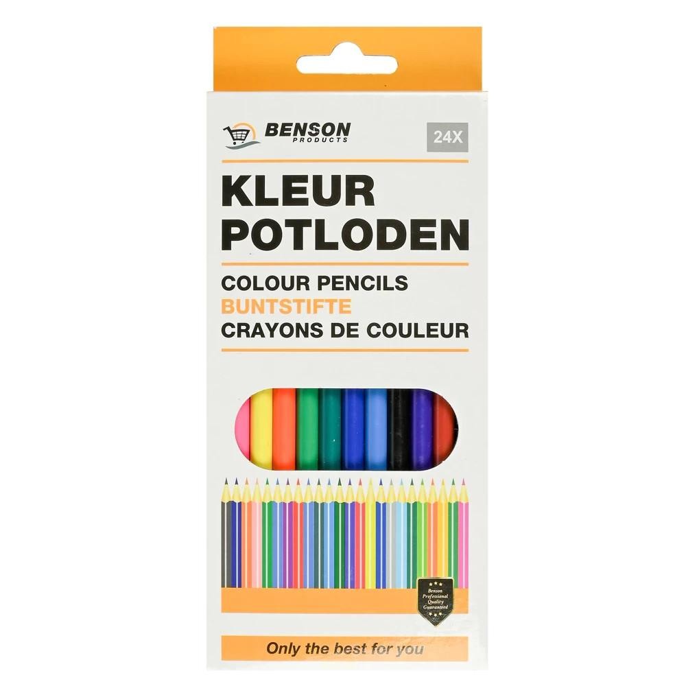 Buntstifte, Malstifte Set 24 Stück | Crayons de couleur | Holz, 17cm | Benson