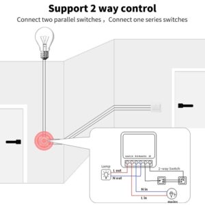 Smart Switch WIFI 16A Modul 2-weg Steuerung Mini Schalter Breaker | Google Alexa – Bild 5