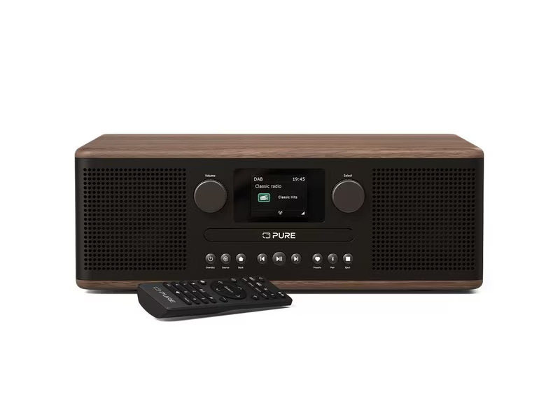 Pure Classic C-D6 DAB+ Radio CD-Player Bluetooth Hi-Fi Anlage Schwarz / Walnuss