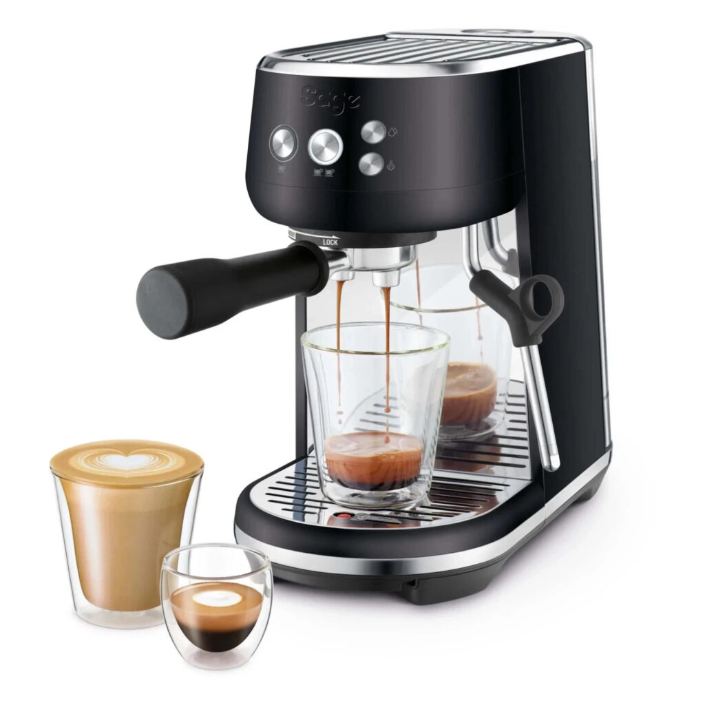 Sage the Bambino Siebträger Espressomaschine SES450 BTR Schwarz Mat Kaffe