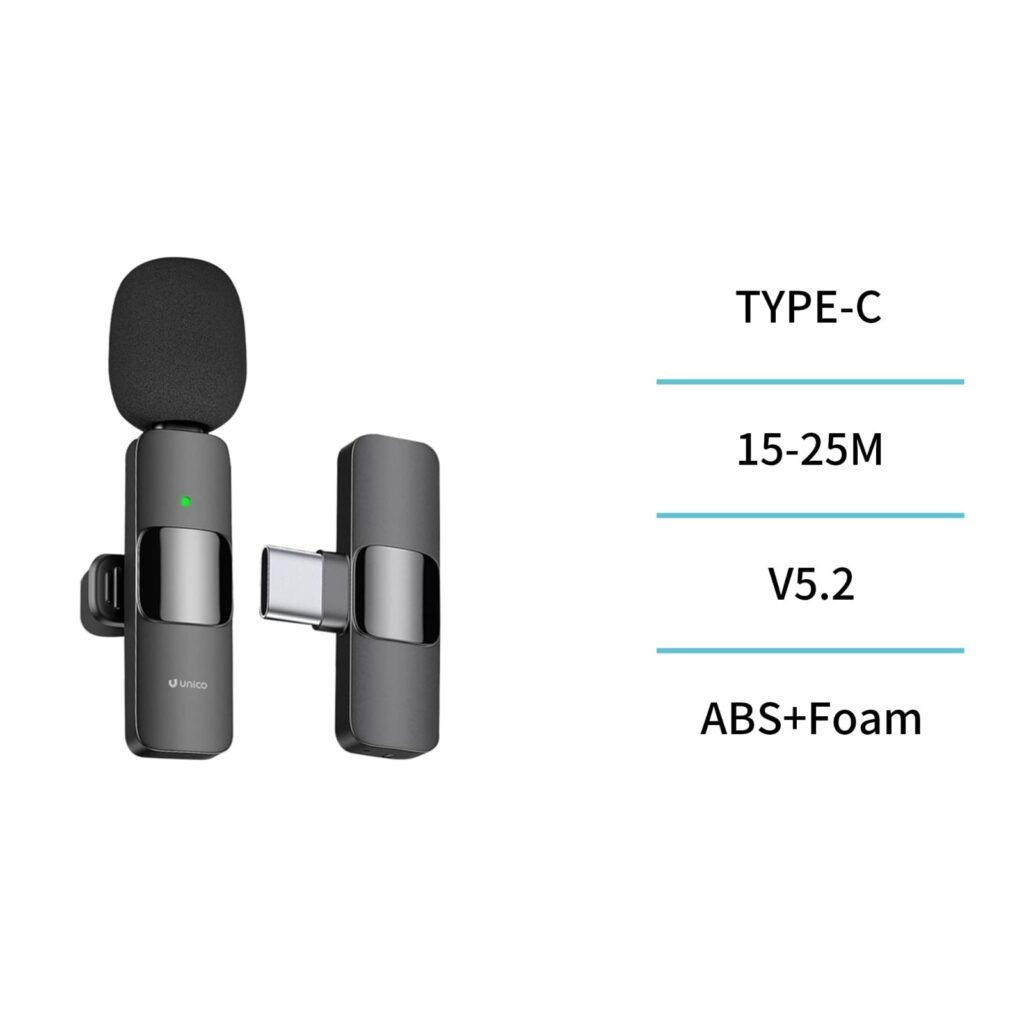 USB C kabelloses Mikrofon - Lavalier style - long life microphone | unico