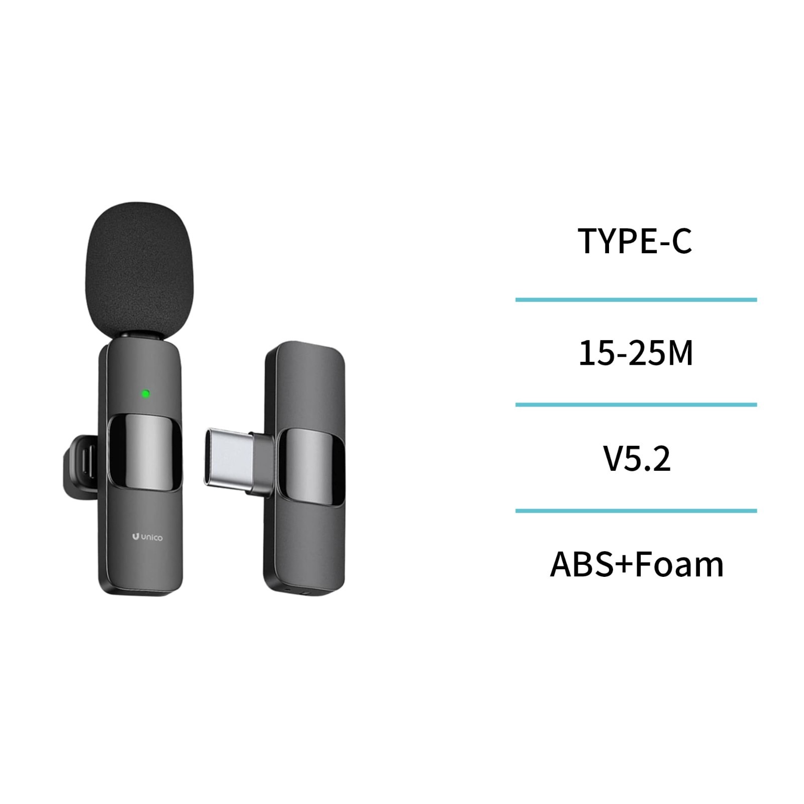 USB C kabelloses Mikrofon - Lavalier style - long life microphone | unico – Bild 1