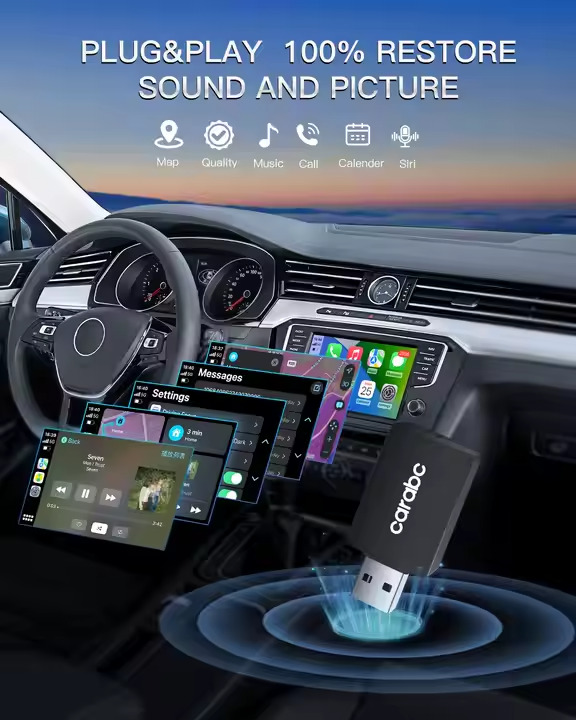 CARABC Wireless Apple CarPlay USB Dongle Verkabelt Auto Adapter