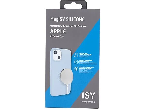Apple iPhone 14 Hülle MagSafe ISY ISC-2433, Silikon Handyhülle Schutz, Blau