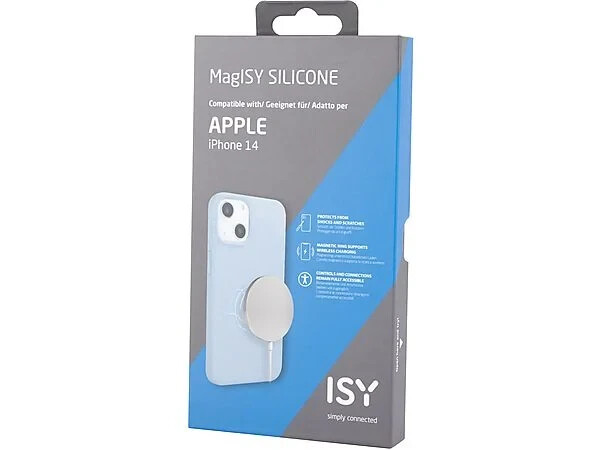 Apple iPhone 14 Hülle MagSafe ISY ISC-2433, Silikon Handyhülle Schutz, Blau