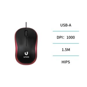 Maus mit Kabel Computer Laptop Windows, Mac 3d Technologie, 1000 DPI, 1,5 m, Rot – Bild 1