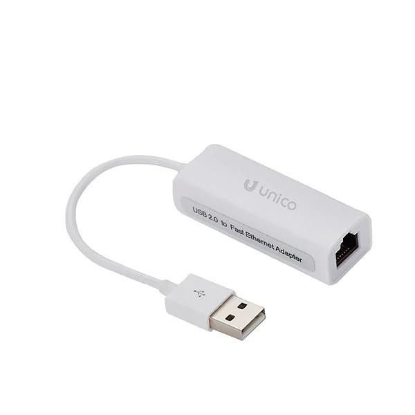 USB-auf-RJ45 Lan-Adapter 100M 90mm - Weiß | Unico