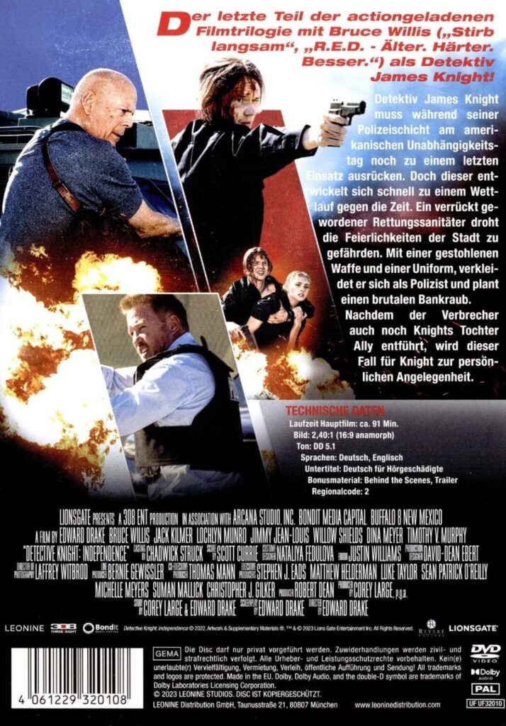 Film Detective Knight: Independence Edward Drake Bruce Willis  und  LochlynMunro